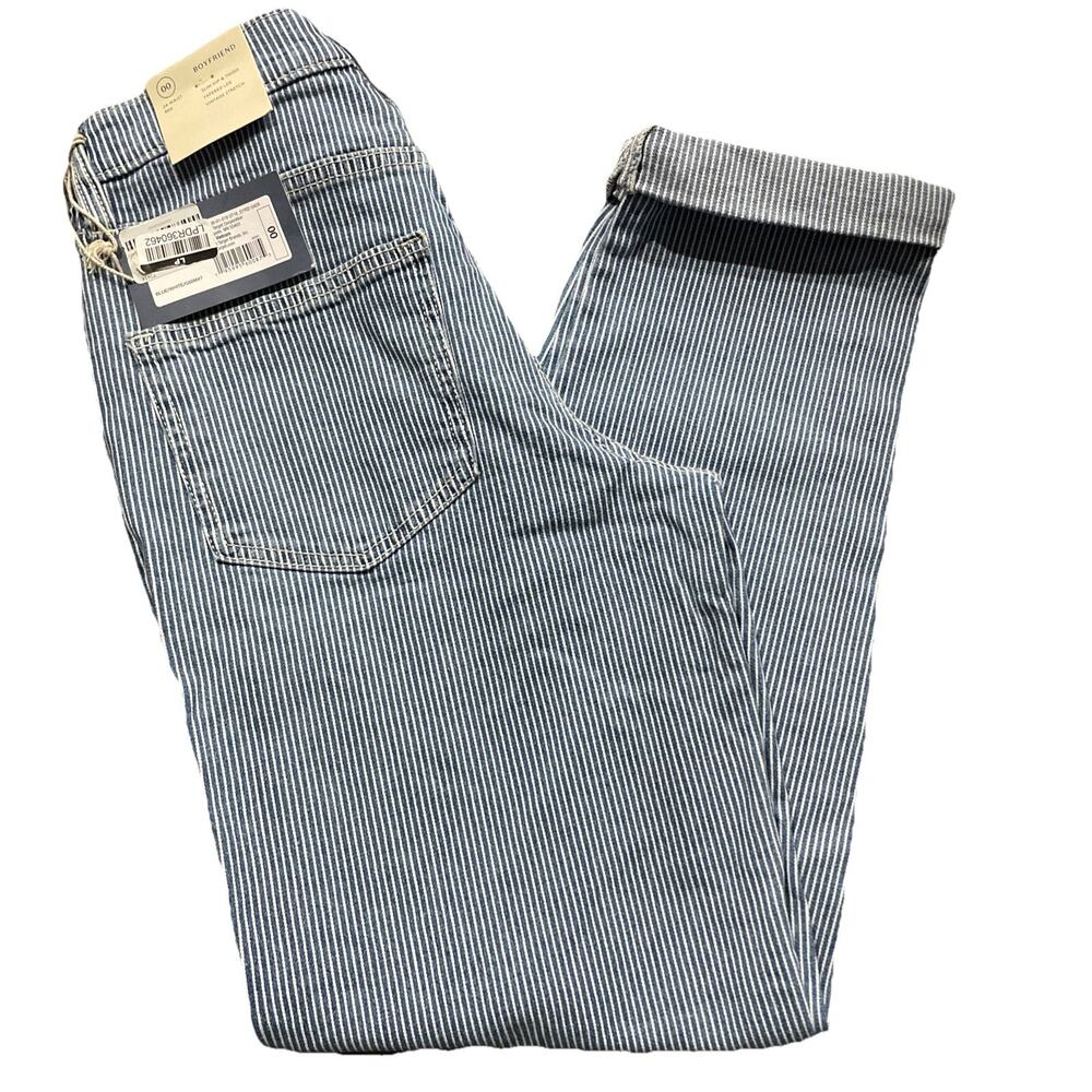 High-Rise Cropped Boyfriend Jeans Striped Sz 00 Reg NWT Universal Thread